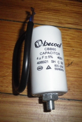 4uF  450Volt Motor Run Capacitor with Wires - Part # CAP004L