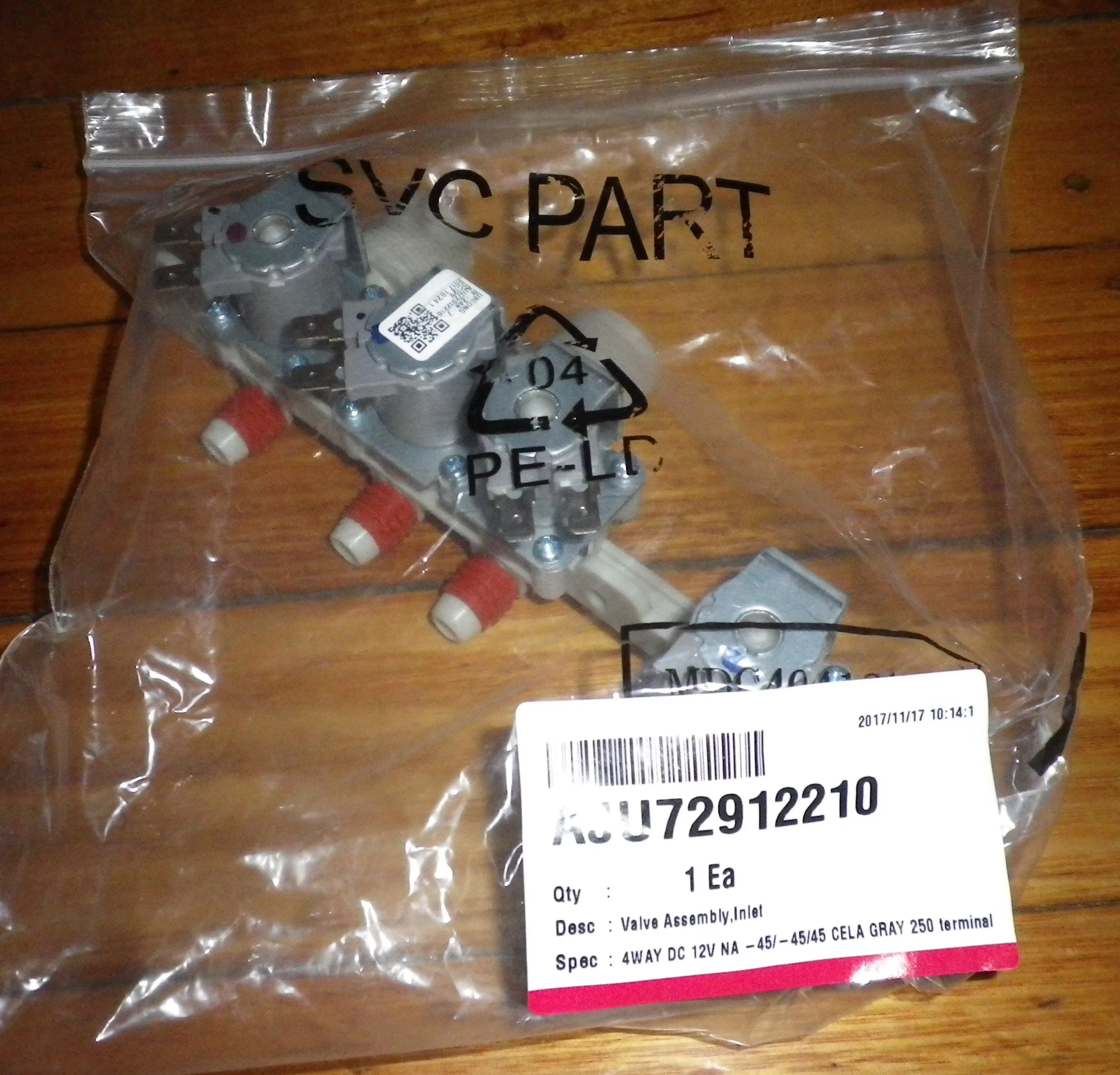 4way Dual Inlet Valve suits LG WT-H750 Top Load Washer - Part # AJU72912210