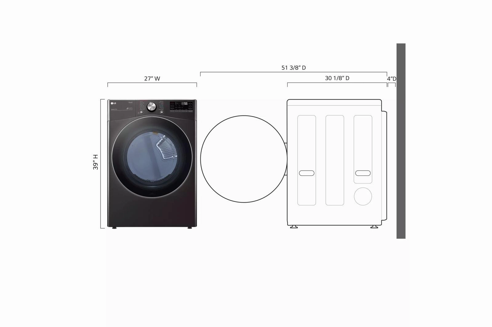 7.4 cu. ft. Ultra Large Capacity Smart wi-fi Enabled Front Load Electric Dryer with TurboSteam(TM) and Built-In Intelligence - (DLEX4200B)