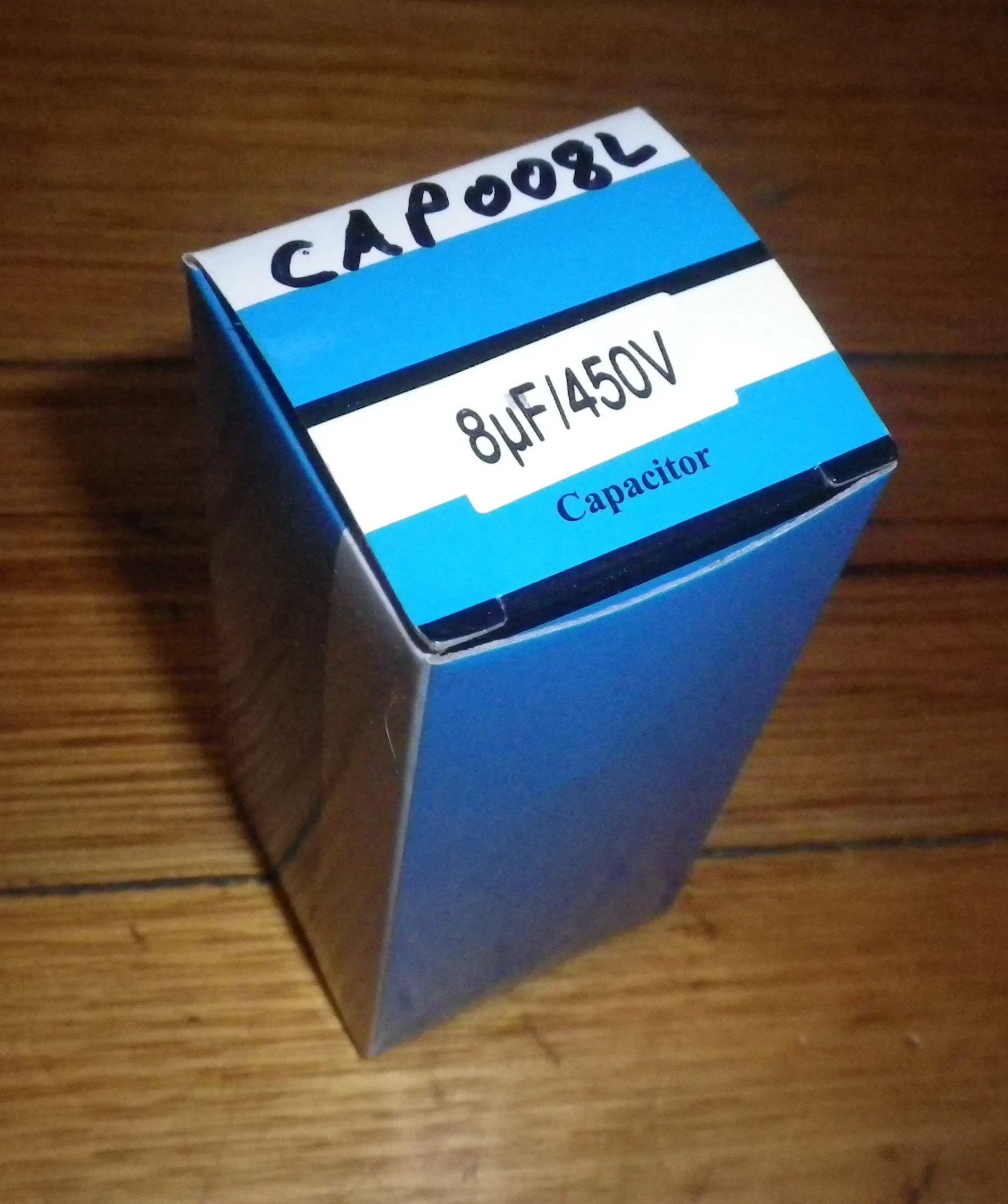 8uF 450Volt Motor Run Capacitor with Wires - Part # CAP008L