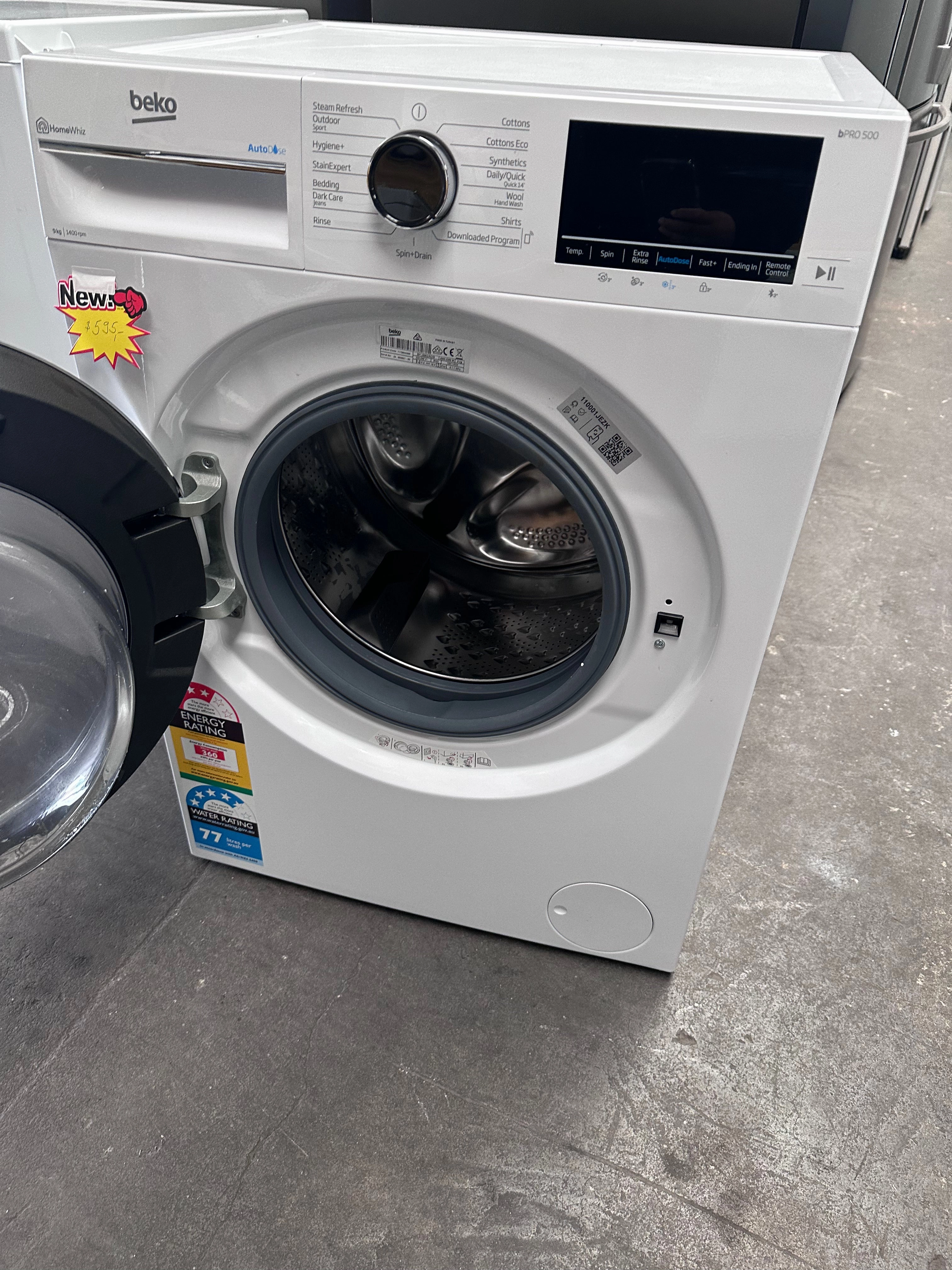 *AMAZING VALUE*  Beko BFLB902ADW 9kg Auto Dose Front Load Washing Machine [Factory Second]