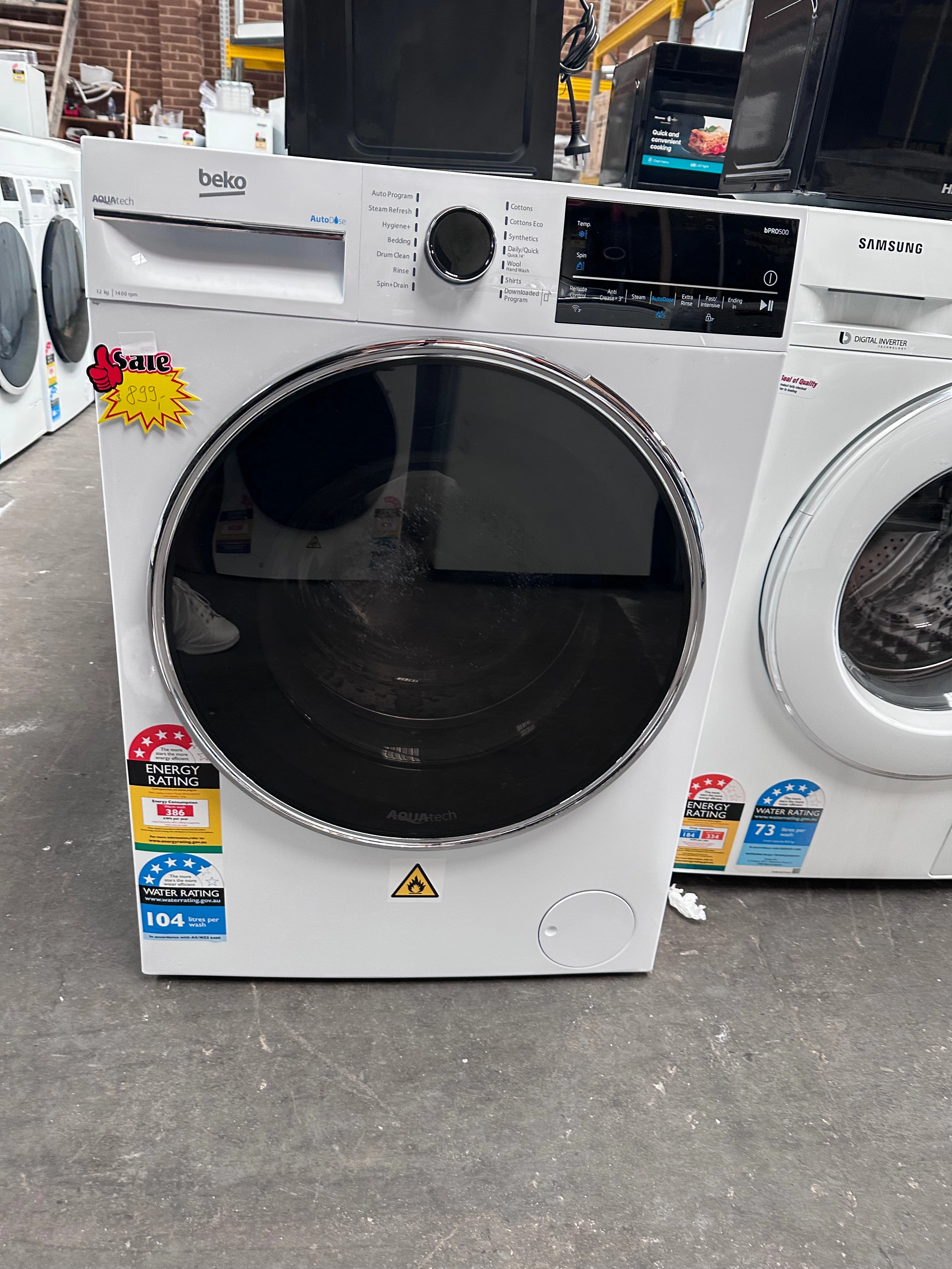 *Current Model * Beko 12kg Front Loader BFLB124ADW [Factory Second]