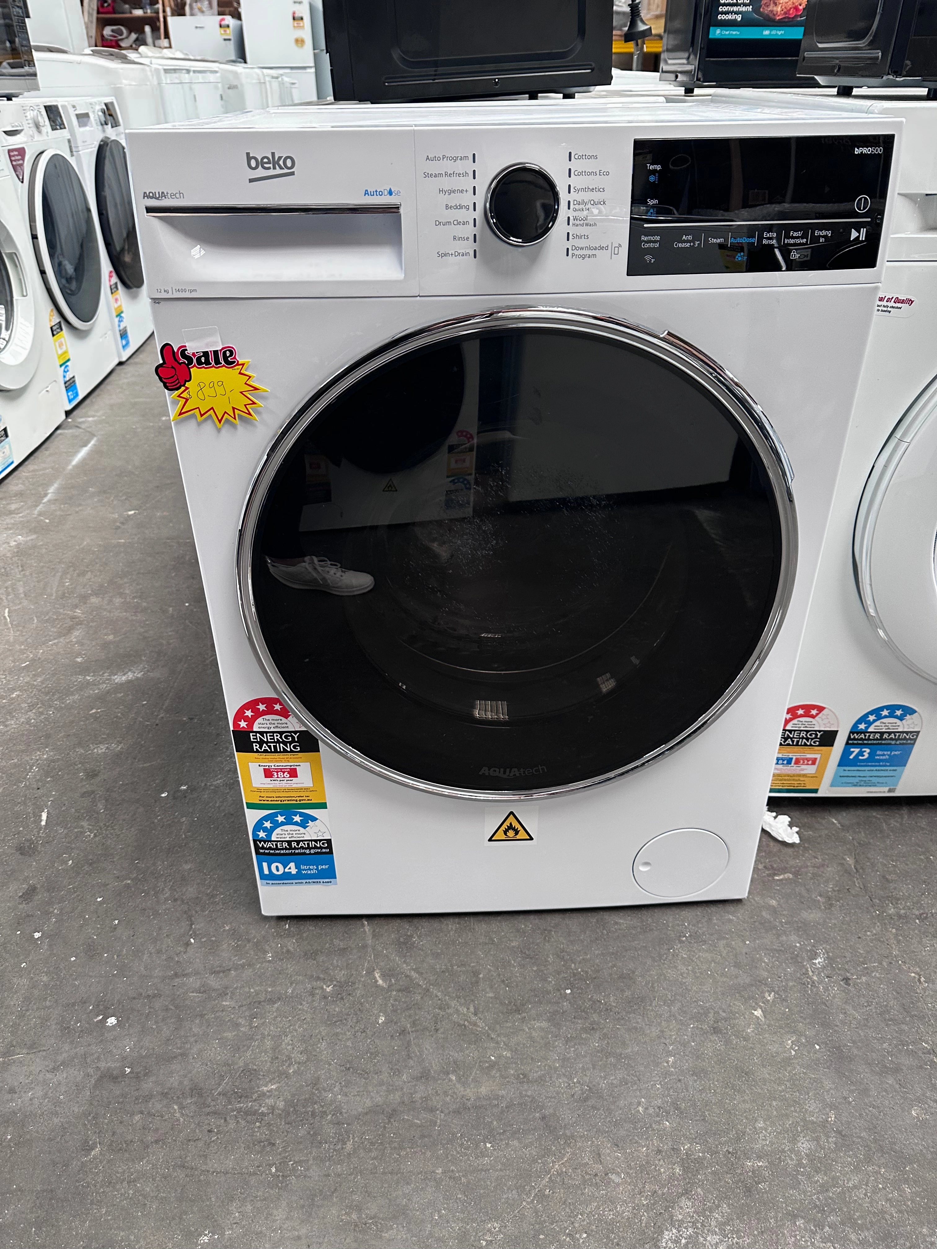*Current Model * Beko 12kg Front Loader BFLB124ADW [Factory Second]
