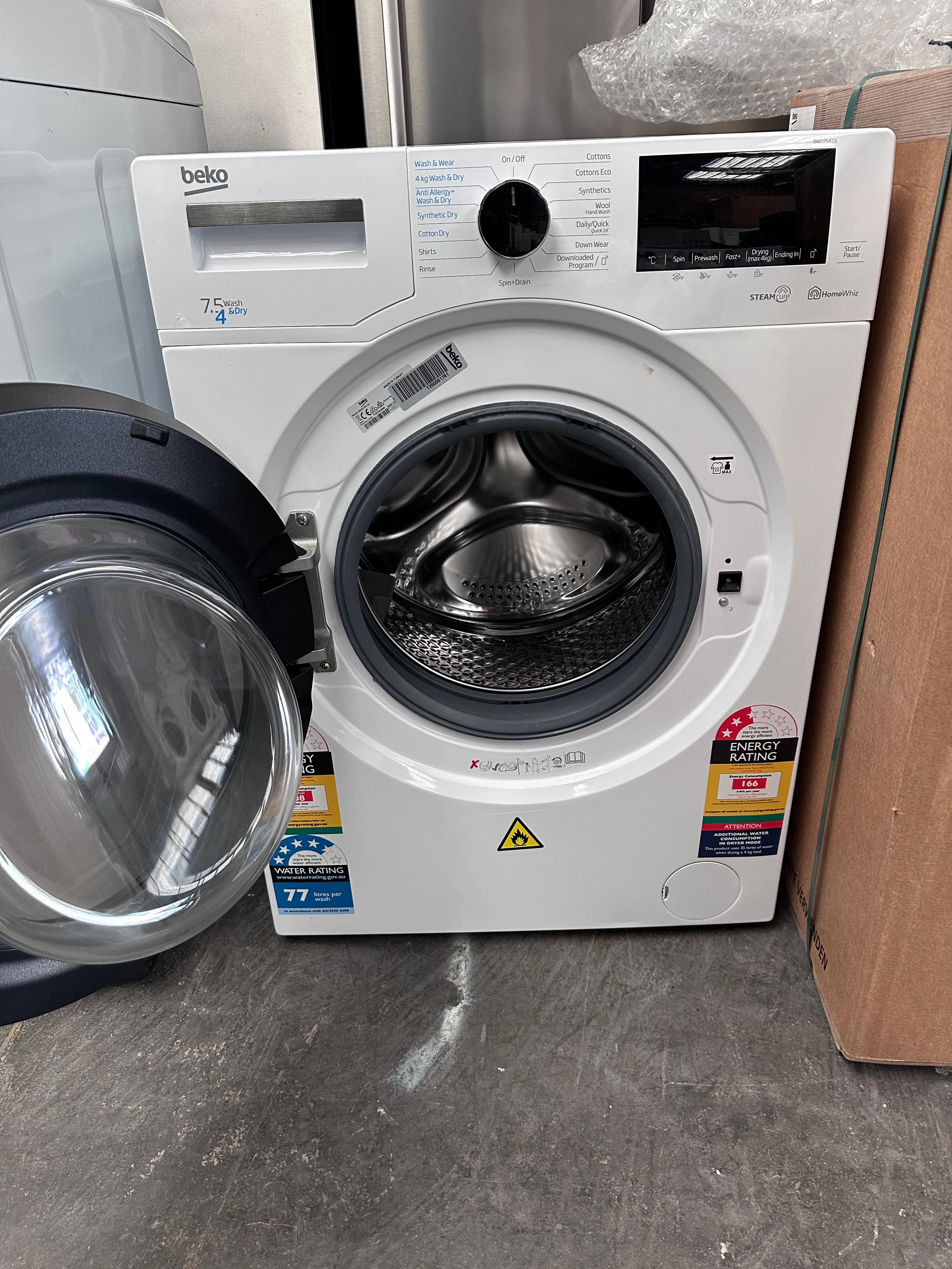 *Current Model* Beko 7.5kg/4kg Washer Dryer Combo with SteamCure BWD7541W [Factory Second]