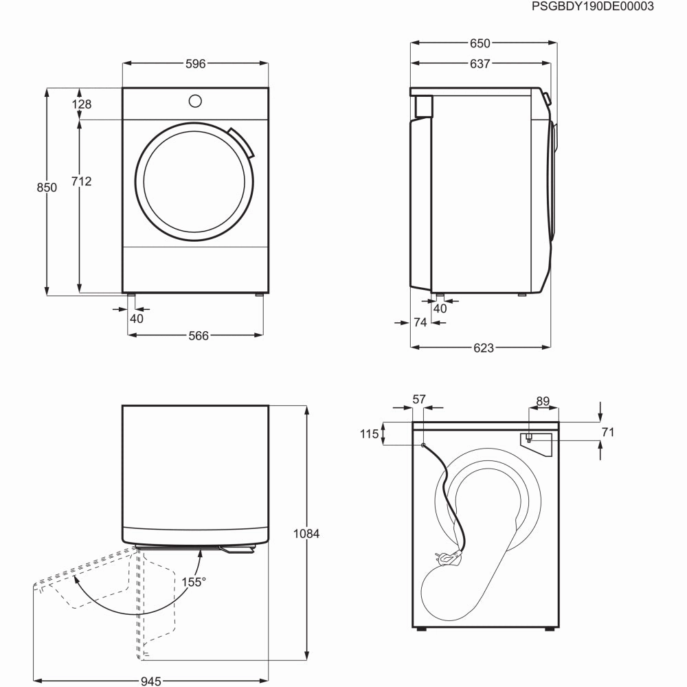 AEG TXH508A2R Series 5000 Freestanding 8kg Heat Pump Tumble Dryer