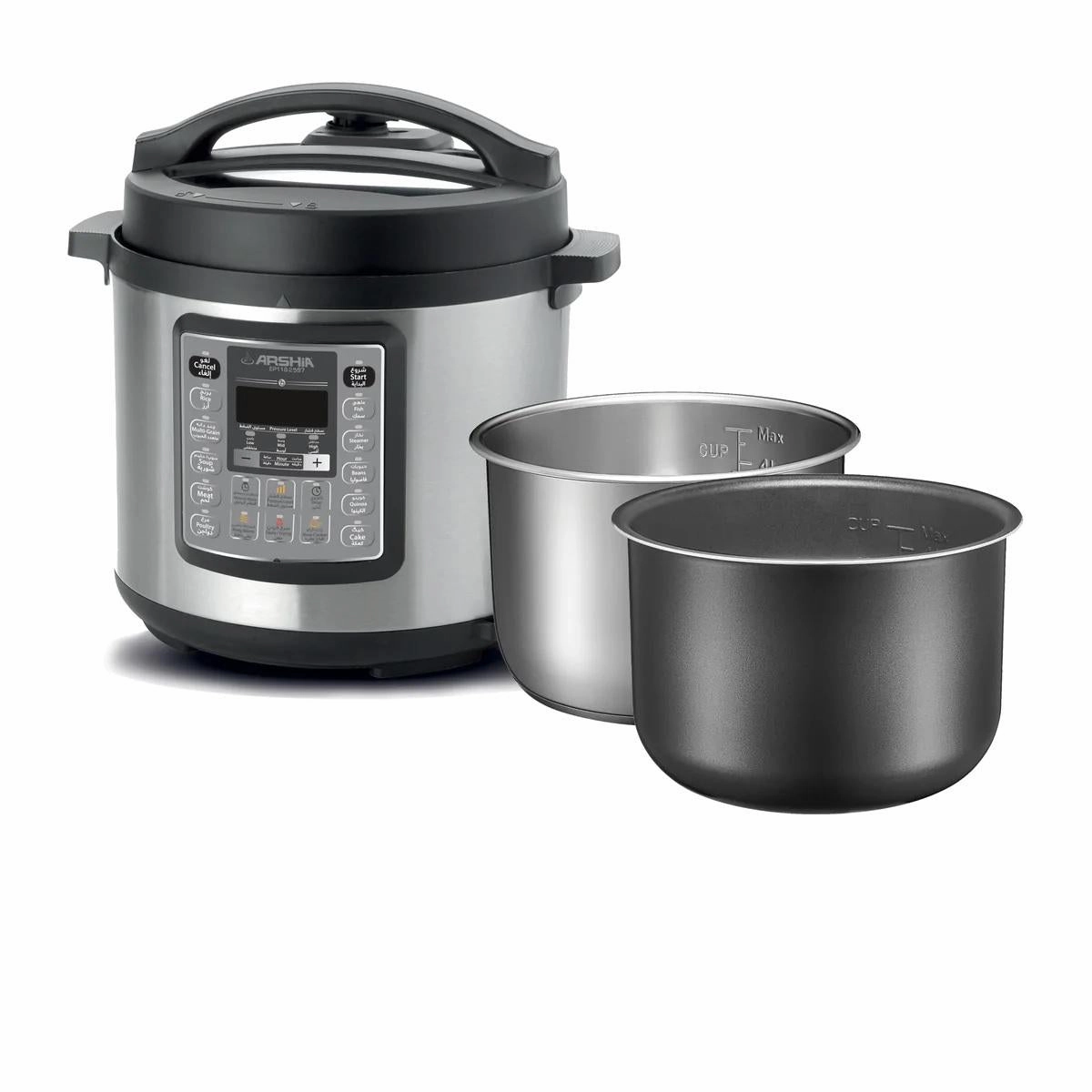 Arshia Digital Pressure Cooker, 1000Watts, 8Lit, Stainless Steel