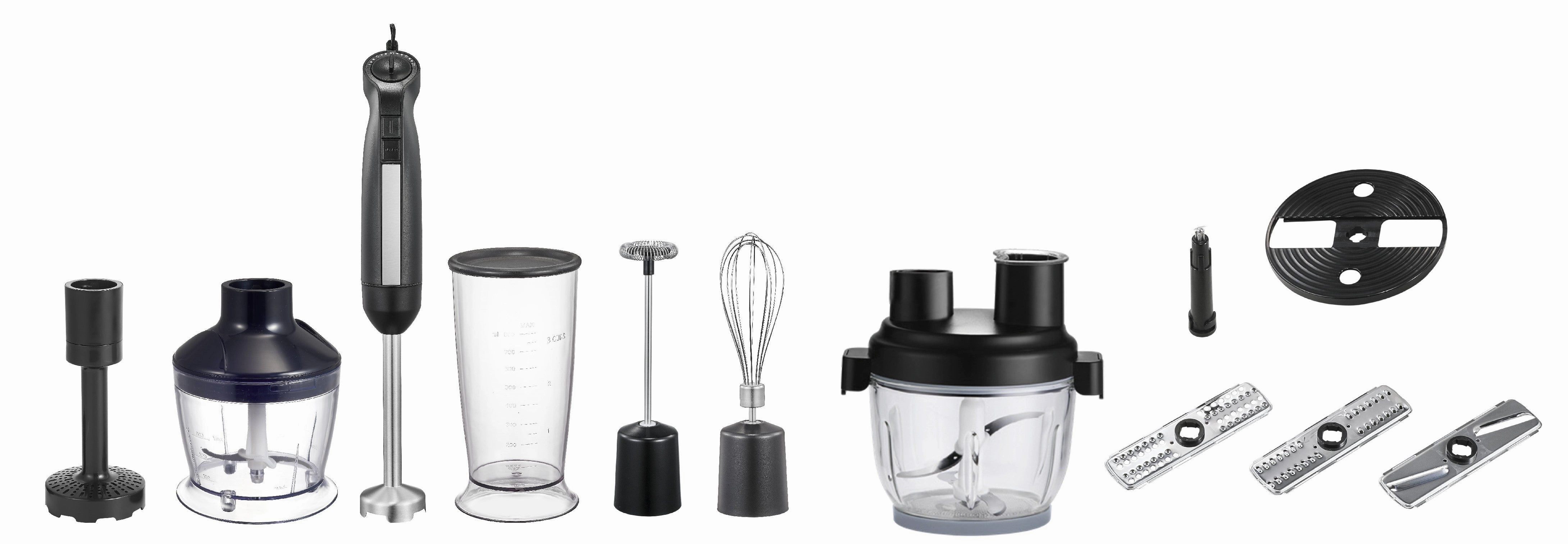 Arshia Hand Blender 8 in 1, 0.8Lit, 2200Watts, Black