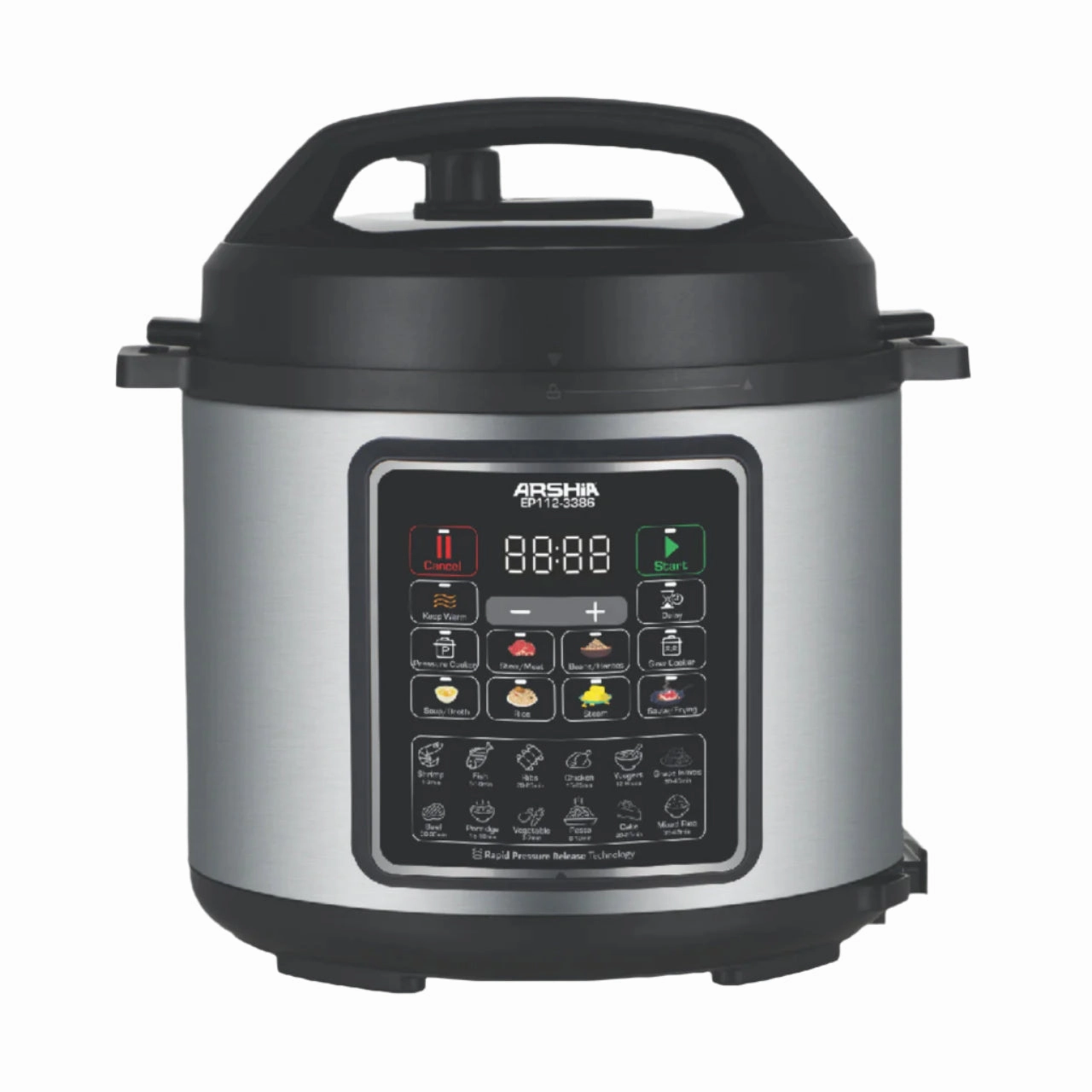 Arshia Pressure Cooker, 6Lit, 1750Watts, Black / Steel
