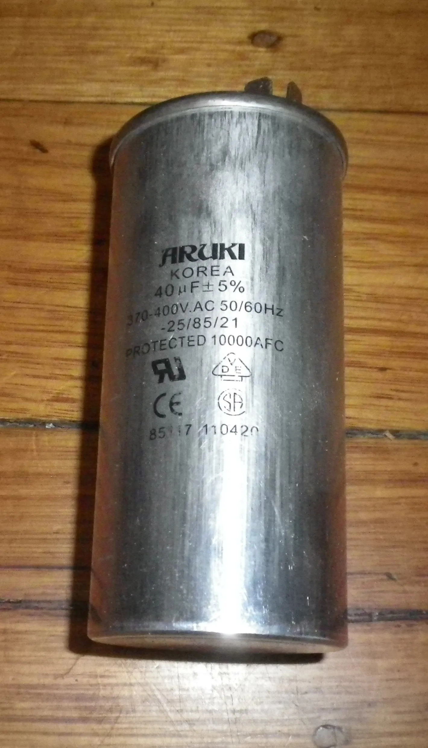 Aruki 40uF 400Volt Metal Can Motor Start Capacitor - Part # CAP040WS, 2920651WS