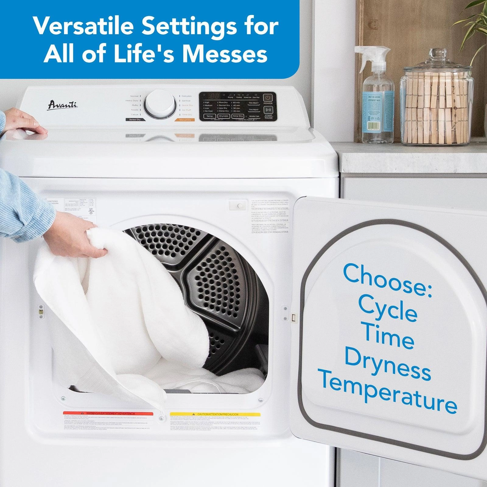 Avanti SED70D0W Avanti Front Load Electric Clothes Dryer, 7.0 Cu. Ft. Capacity - White / 7.0 Cu. Ft.