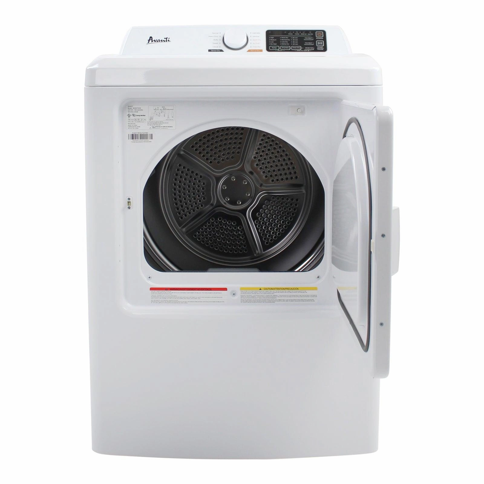 Avanti SED70D0W Avanti Front Load Electric Clothes Dryer, 7.0 Cu. Ft. Capacity - White / 7.0 Cu. Ft.