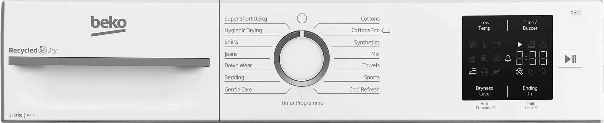Beko BMN3T3823W 8kg Heat Pump Tumble Dryer