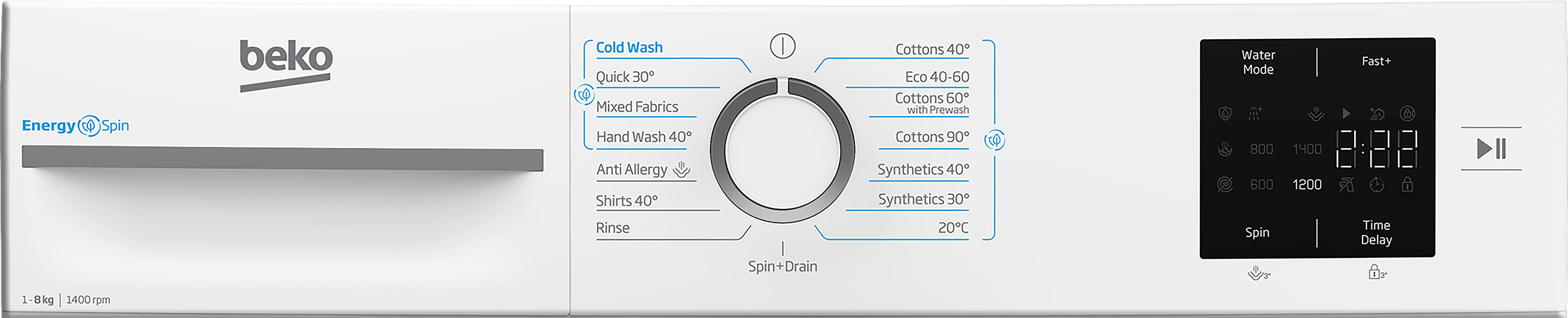 Beko BMN3WT3841W 8kg 1400 Spin Washing Machine