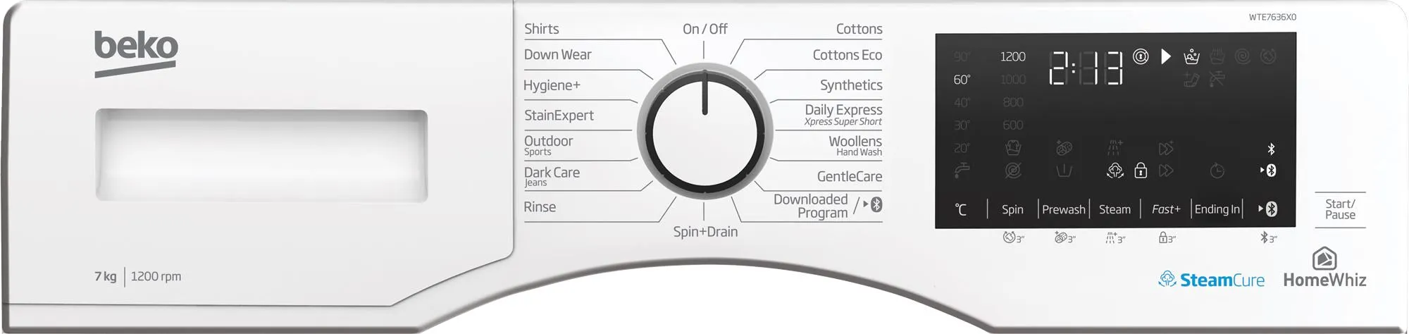 Beko WTE7636X0 Freestanding Washing Machine 7 kg, 1200 rpm