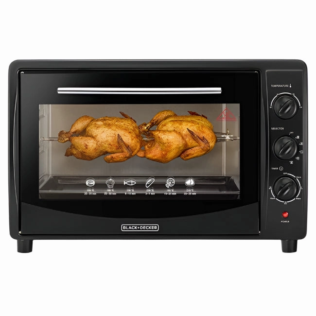 Black & Decker Toaster Oven with Double Glass, Black