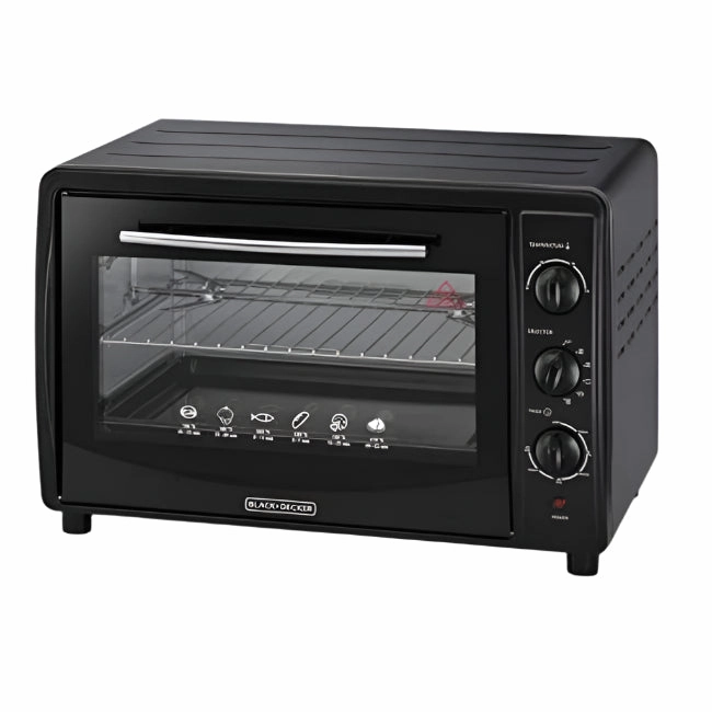 Black & Decker Toaster Oven with Double Glass, Black