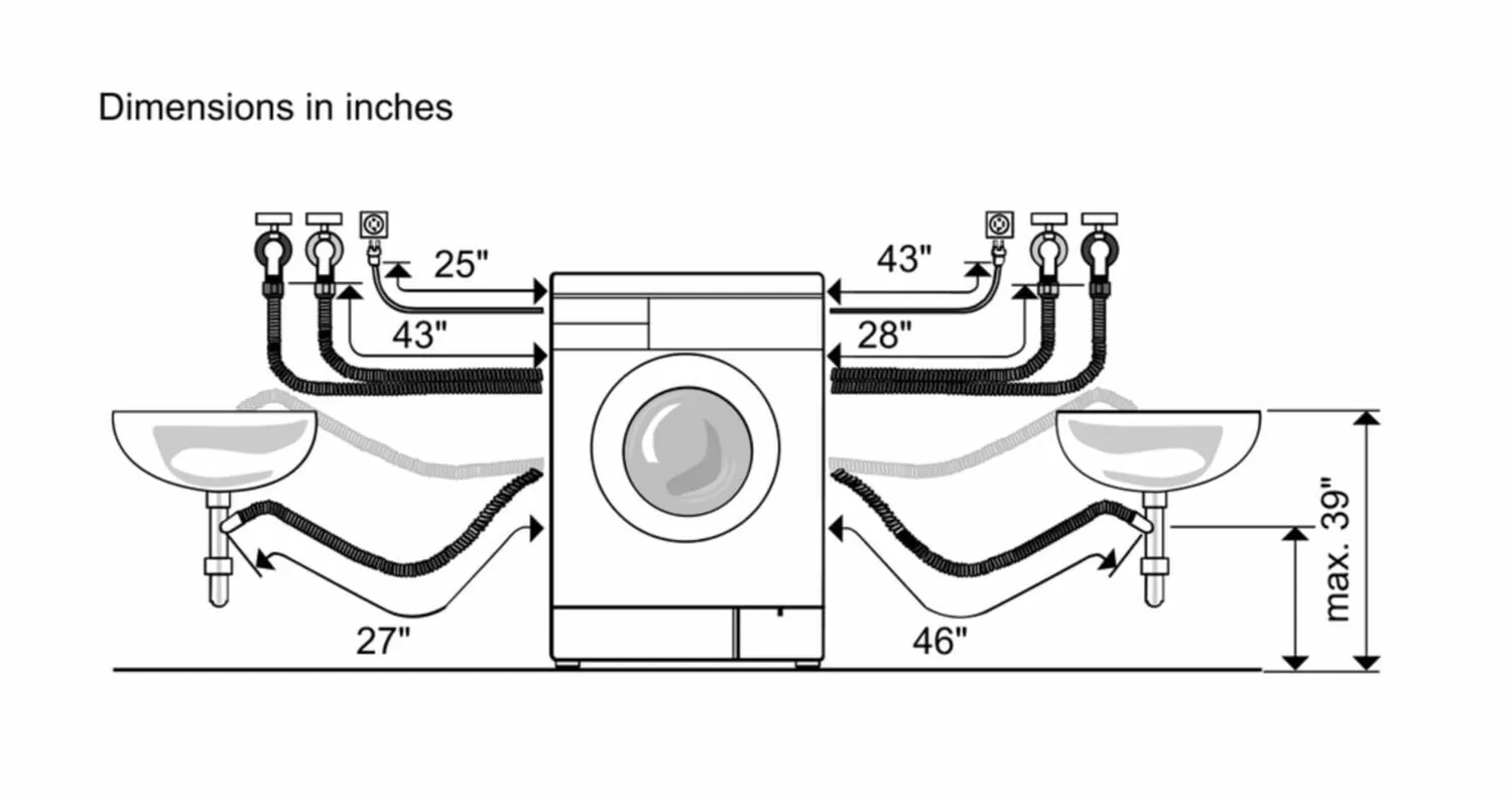 Bosch WAT28401UC 500 Series Washer - 208/240V, Cap. 2.2 Cu.Ft., 15 Cyc.,1,400 Rpm, 52 Dba Silv./Door, Aquashield, Energy Star