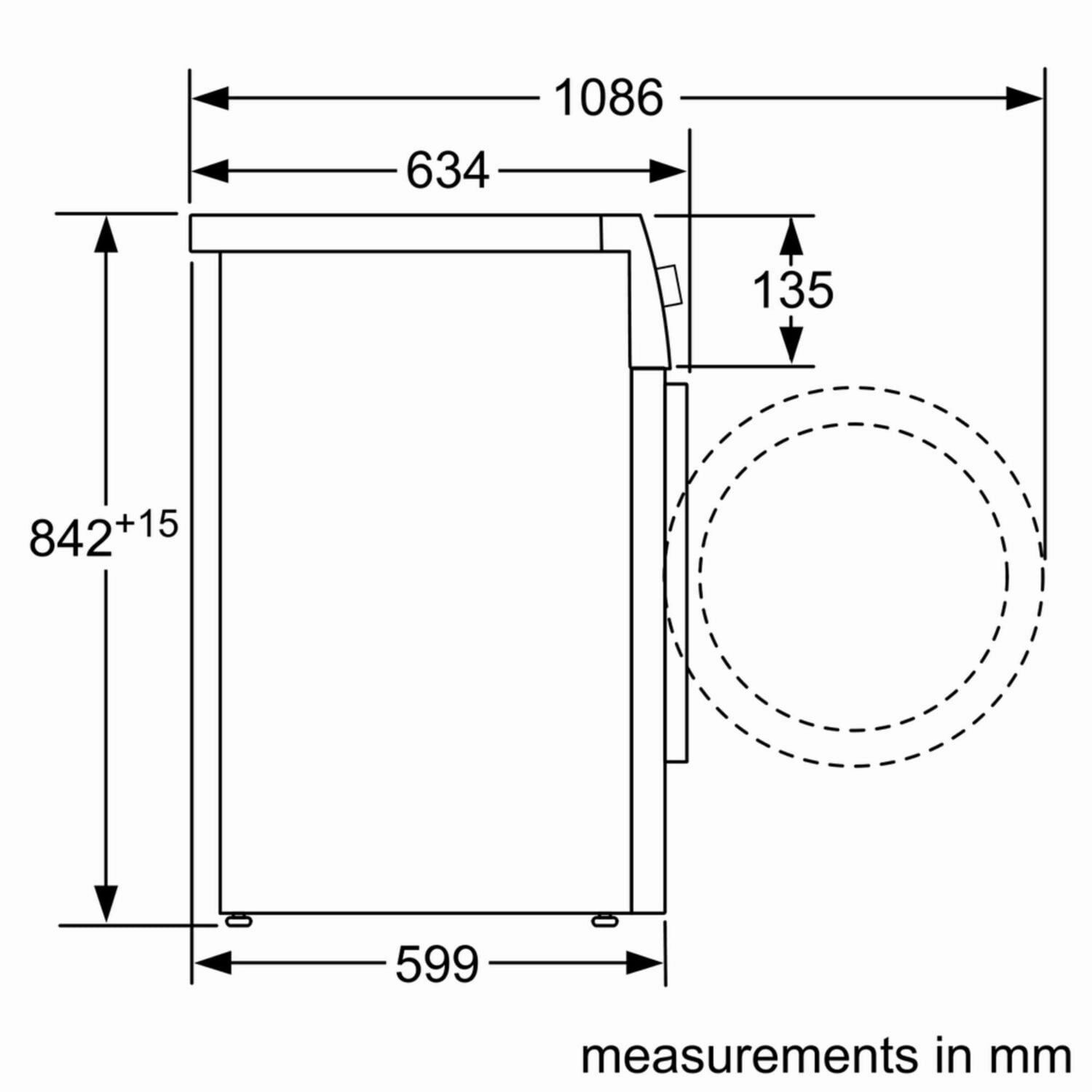 Bosch WTG86401UC 500 Series Cond. Dryer - 208/240V, Cap. 4.0 Cu.Ft., 15 Cyc.,65 Dba, Ss Drum, Silv. Rev./Door; Energy Star