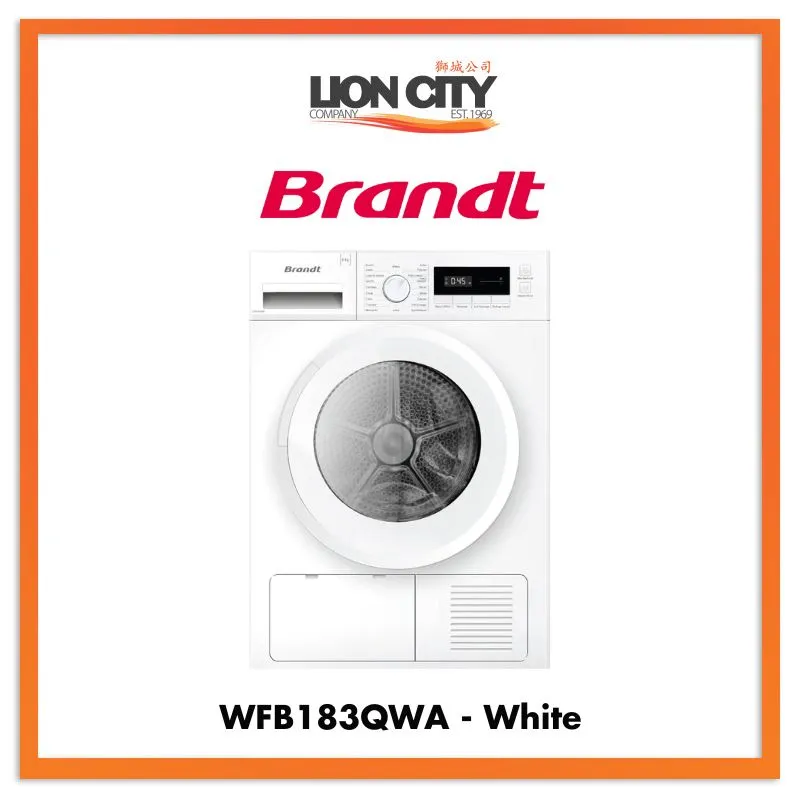 Brandt 8KG Front Load Washing Machine WFB183QWA - White