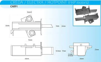 Carbon Motor Brushes suit Hotpoint Washer - Part # CAR91