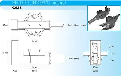 Carbon Motor Brushes suit Philco Washer - Part # CAR88