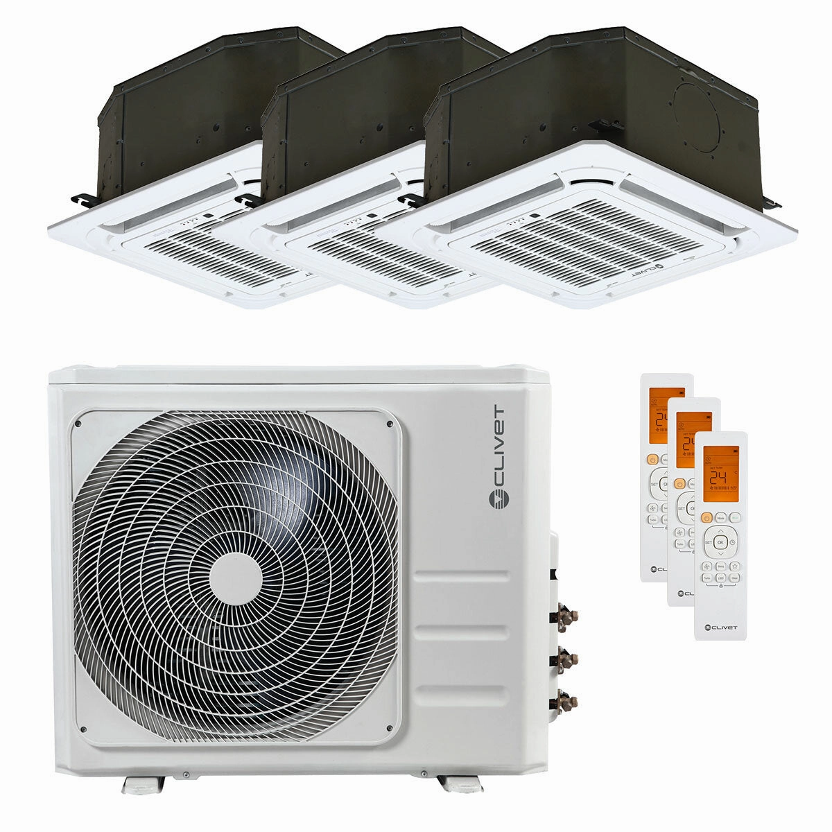 Clivet BOX 2 650x650 air conditioner 4-way cassette trial split 12000 12000 18000 BTU inverter A   external unit 10.5 kW