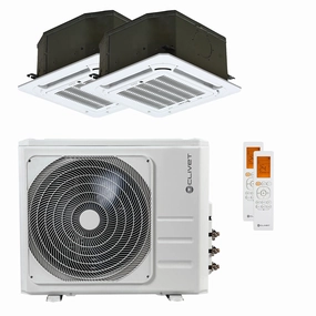 Clivet BOX 2 air conditioner 650x650 4-way dual split cassette 18000 18000 BTU inverter A  outdoor unit 12.3 kW