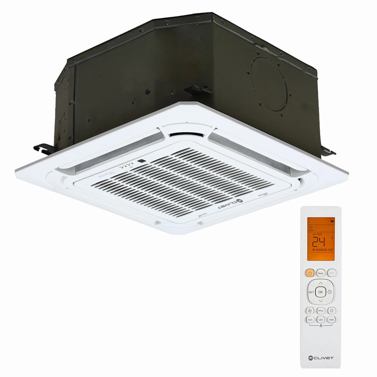 Clivet BOX 2 air conditioner 650x650 4-way trial split cassette 9000 9000 12000 BTU inverter A   outdoor unit 7.9 kW