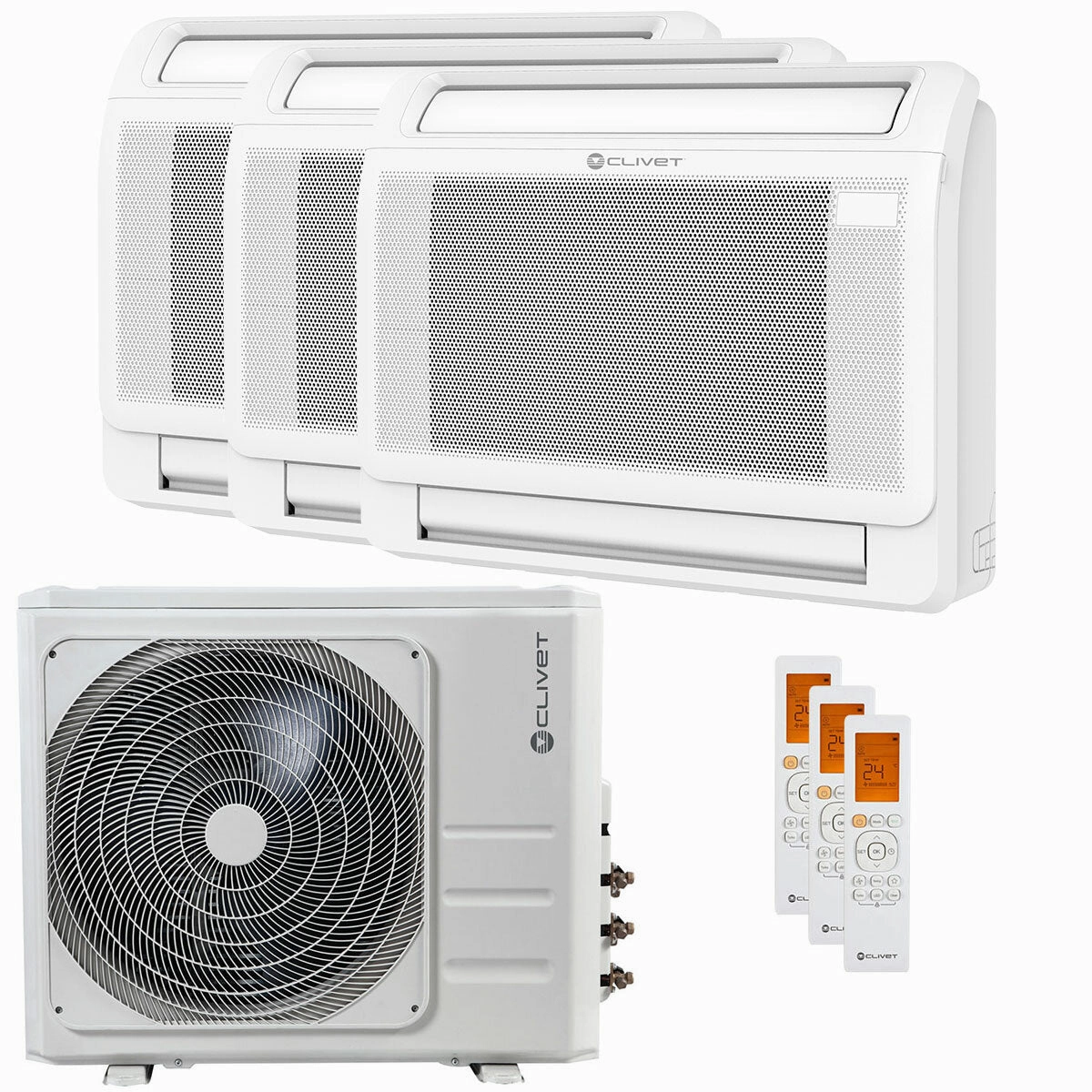 Clivet CONSOLE 3 trial split air conditioner 12000 12000 18000 BTU inverter A   outdoor unit 10.5 kW