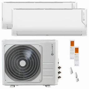 Clivet Cristallo 2 dual split air conditioner 12000 24000 BTU inverter A   wifi external unit 10.5 kW