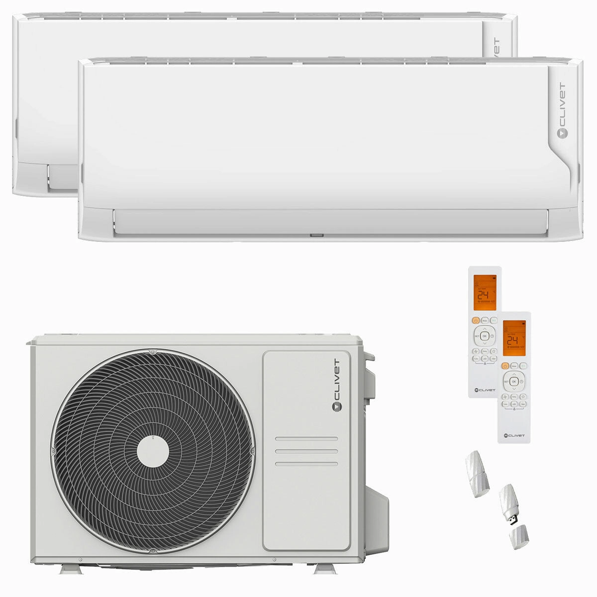 Clivet Cristallo 2 dual split air conditioner 9000 18000 BTU inverter A  wifi external unit 5.3 kW