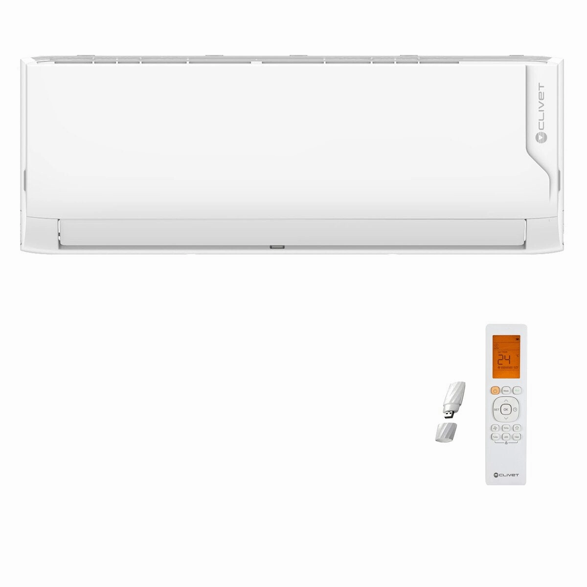 Clivet Cristallo 2 trial split air conditioner 12000 12000 24000 BTU inverter A   wifi external unit 10.5 kW