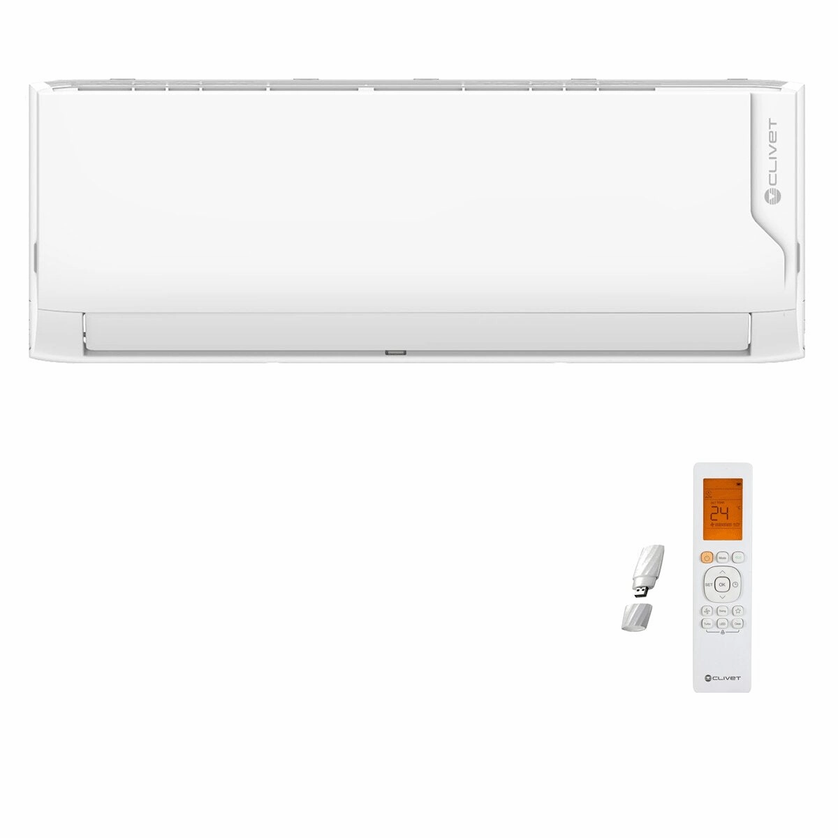 Clivet Cristallo air conditioner 2 split panels 9000 9000 12000 12000 BTU inverter A   wifi external unit 10.5 kW