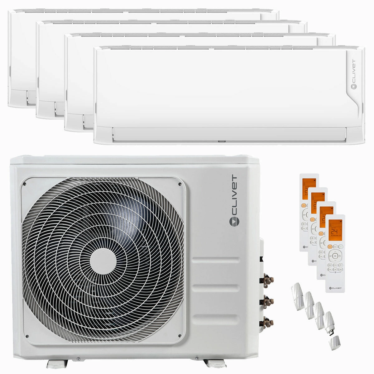 Clivet Cristallo air conditioner 2 split panels 9000 9000 12000 12000 BTU inverter A   wifi external unit 10.5 kW