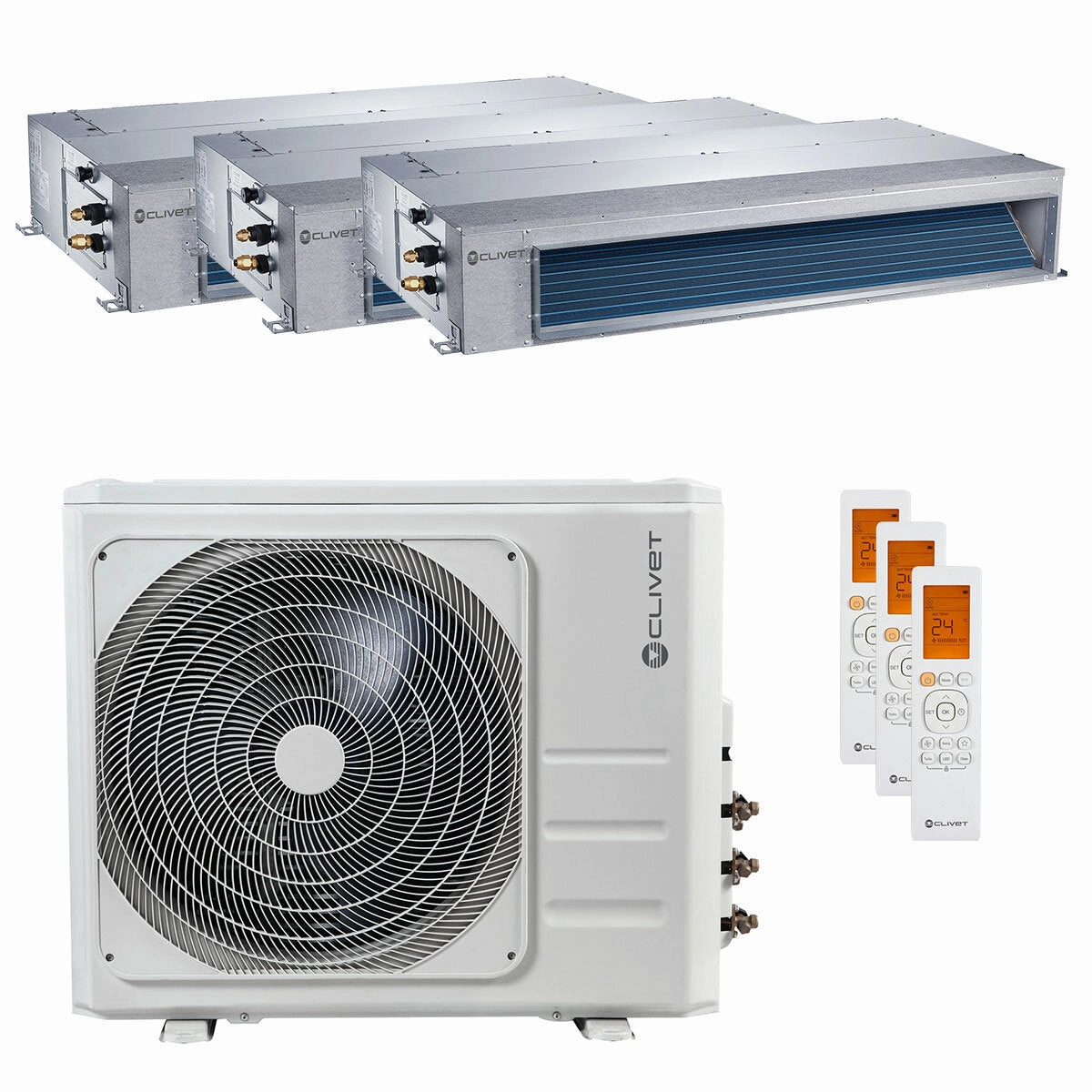 Clivet DUCT 2 trial split ductable air conditioner 9000 12000 18000 BTU inverter A   outdoor unit 10.5 kW