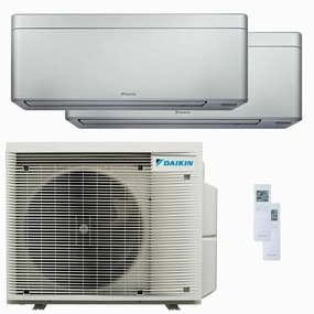 Daikin Stylish Silver dual split air conditioner 7000 15000 BTU inverter A    wifi external unit 5 kW
