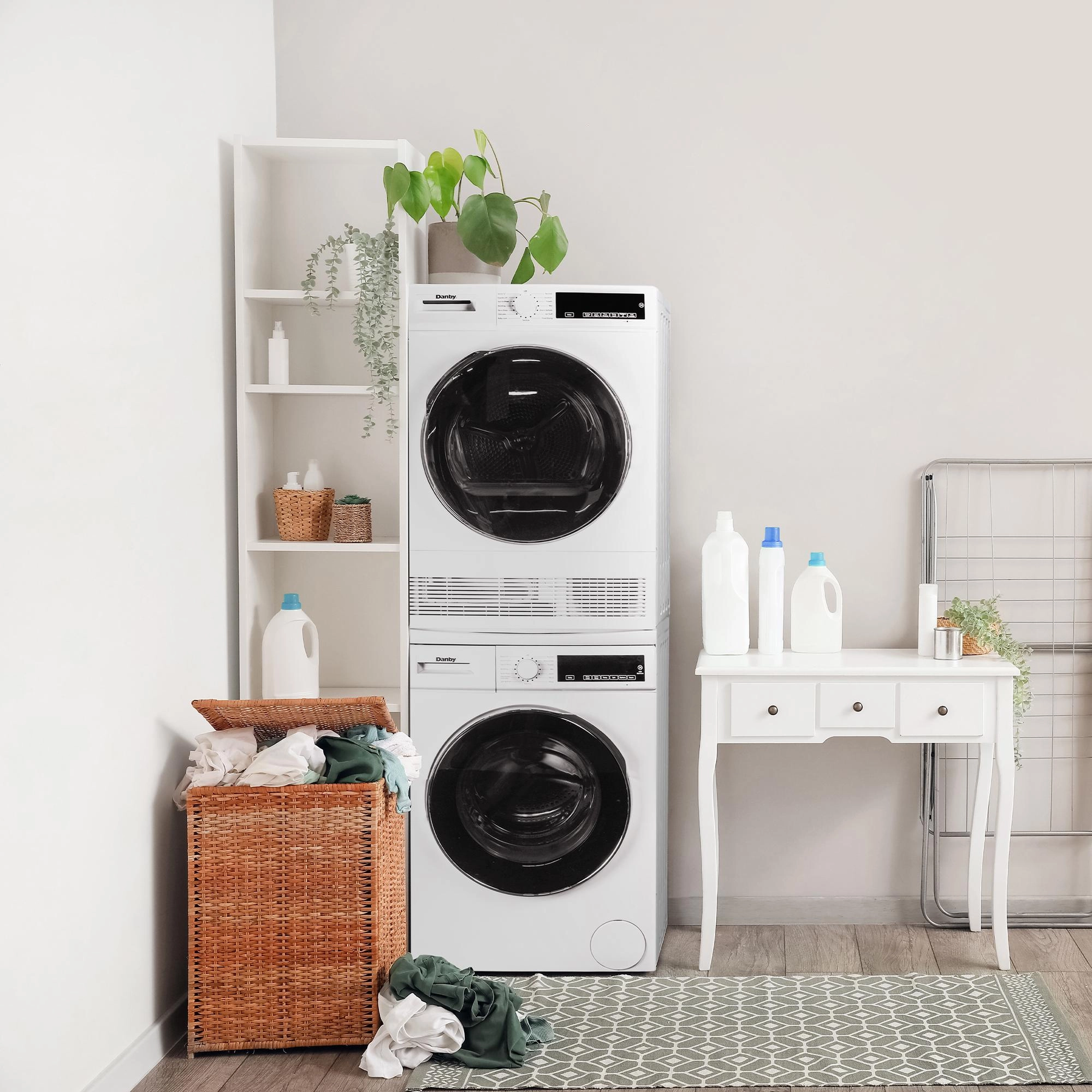 Danby DDY040D4WDB Danby 24-Inch, 4.0 Cu Ft. Compact Condensing Sensor Dryer In White With Stacking Kit