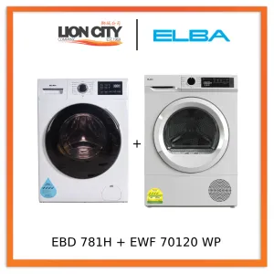 Elba EBD 781H VT 7kg Heat Pump Dryer   EWF 70120 WP 7kg Front Load Washing Machine