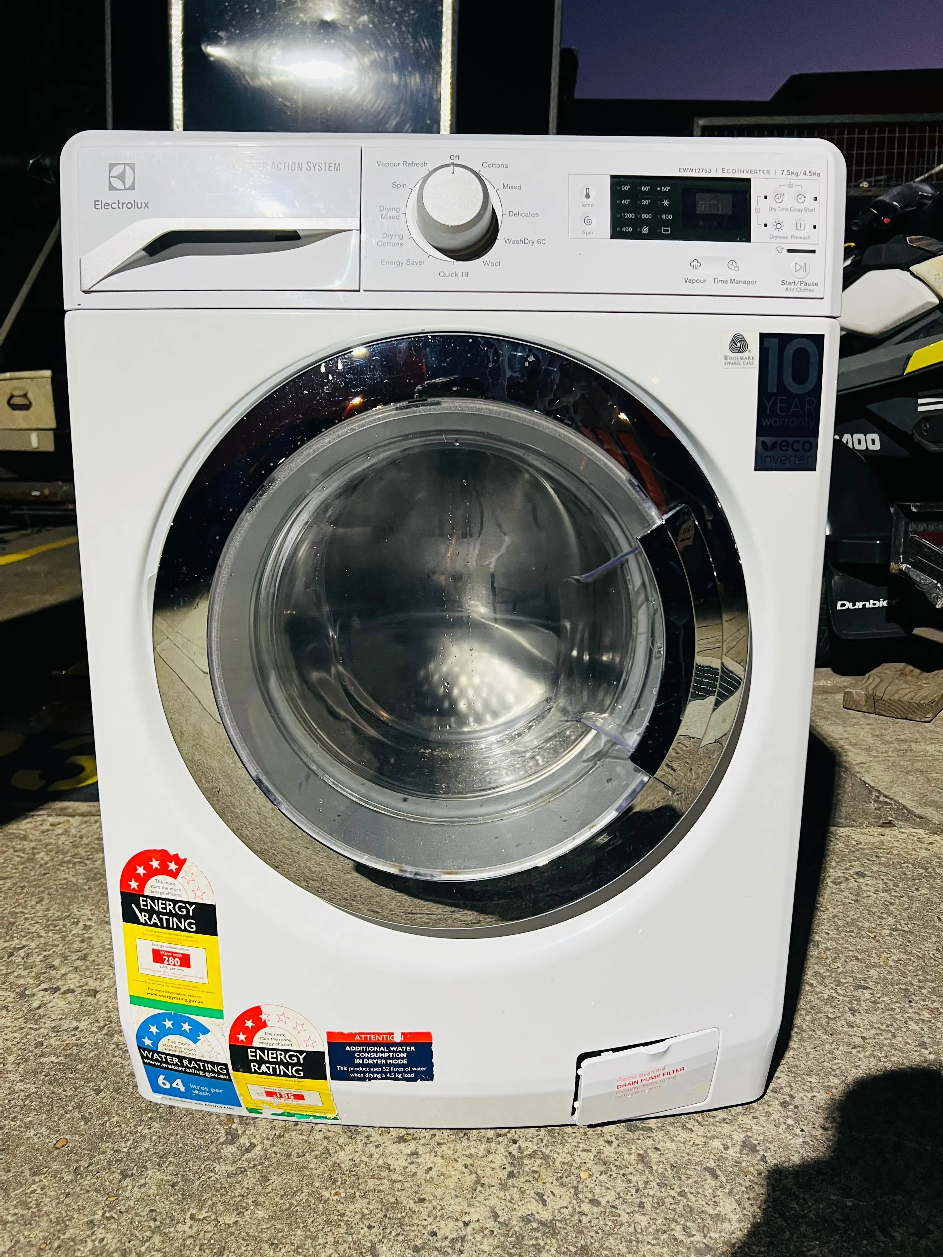 **ELECTROLUX 7.5KGS FRONT LOADER WASHING MACHINE & 4.5 KGS DRYER COMBO**