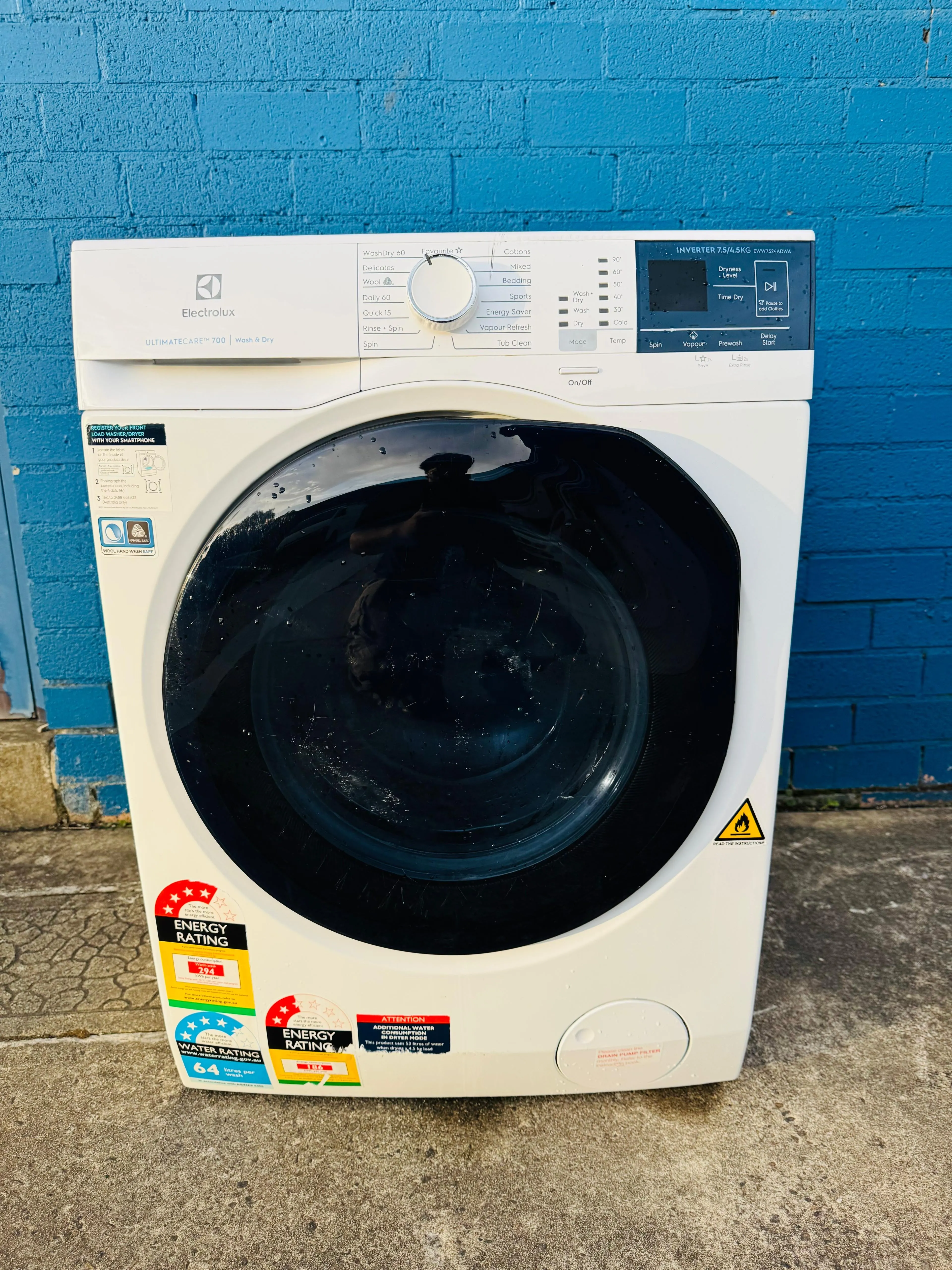 **ELECTROLUX 7.5KGS FRONT LOADER WASHING MACHINE & 4.5 KGS DRYER COMBO**