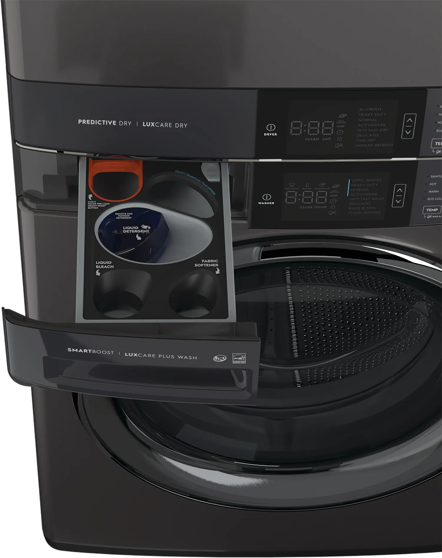 Electrolux Titanium Laundry Tower with SmartBoost Washer (5.2 Cu.Ft) & Electric Dryer (8 Cu.Ft) - ELTE760CAT