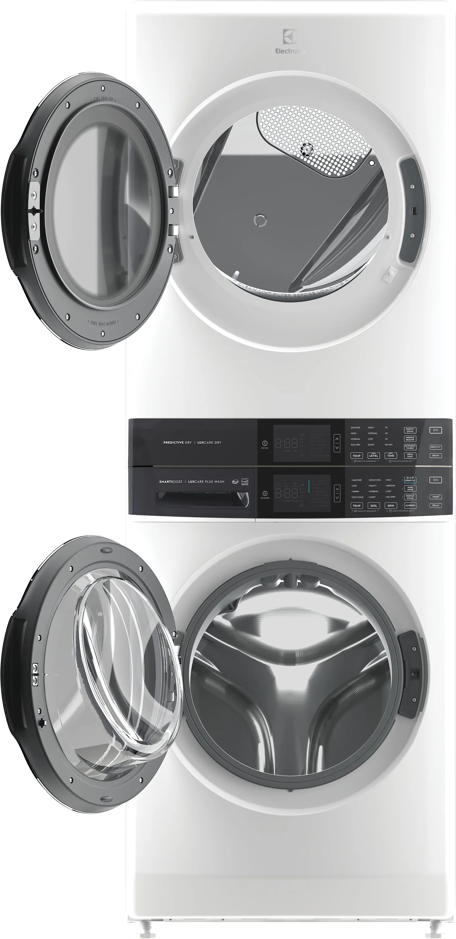 Electrolux White Laundry Tower with SmartBoost Washer (5.2 Cu.Ft) & Electric Dryer (8 Cu.Ft) - ELTE760CAW