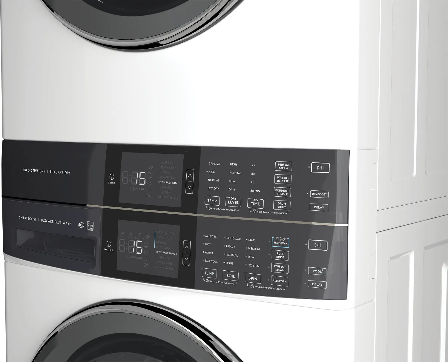 Electrolux White Laundry Tower with SmartBoost Washer (5.2 Cu.Ft) & Electric Dryer (8 Cu.Ft) - ELTE760CAW