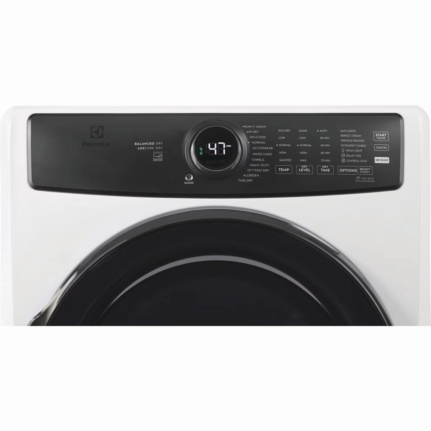 Electrolux 8.0 cu. ft. Front Load Perfect Steam Electric Dryer with Balanced Dry ELFE773CAW