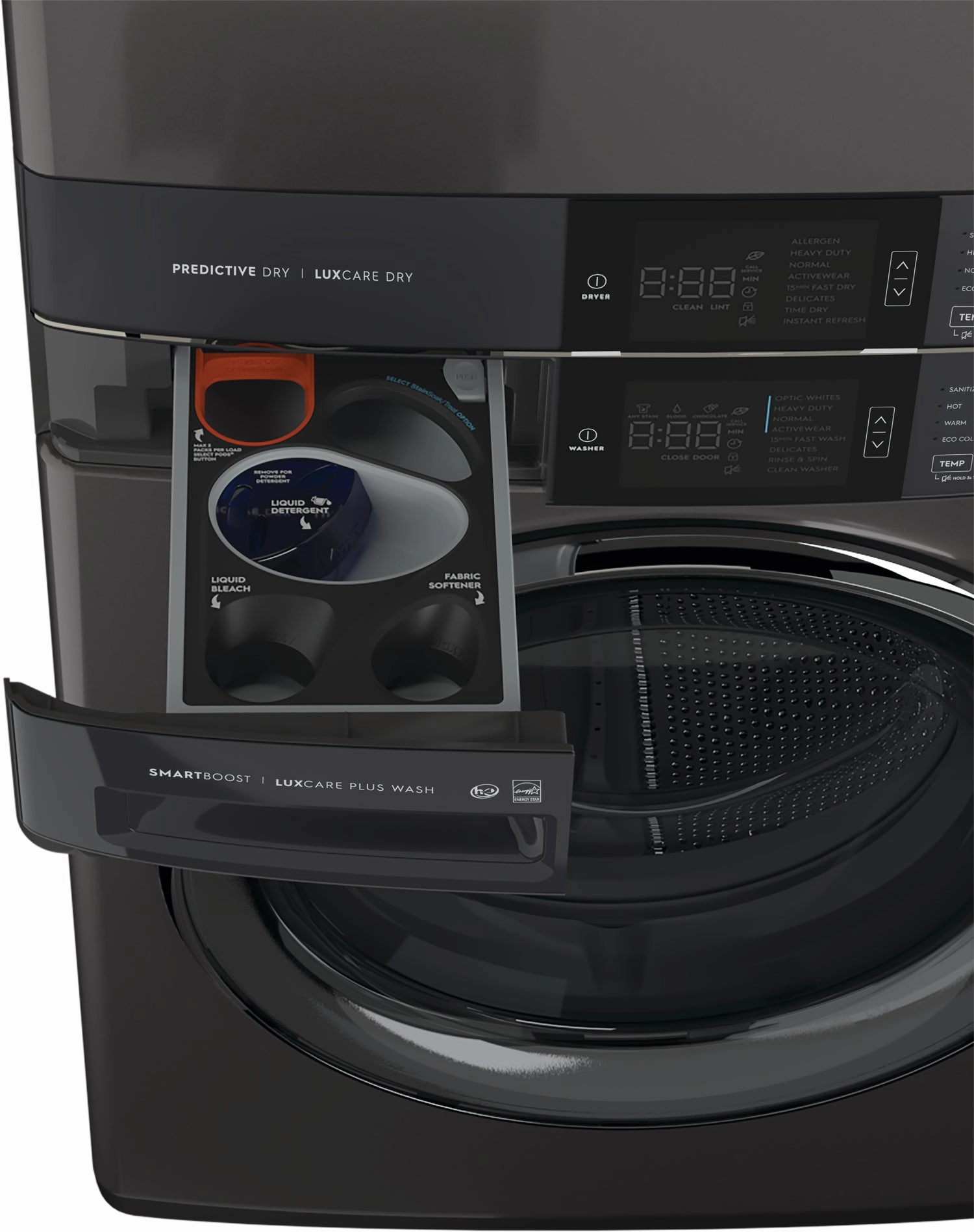Electrolux Titanium Laundry Tower with SmartBoost Washer (5.2 Cu.Ft) & Electric Dryer (8 Cu.Ft) - ELTE760CAT