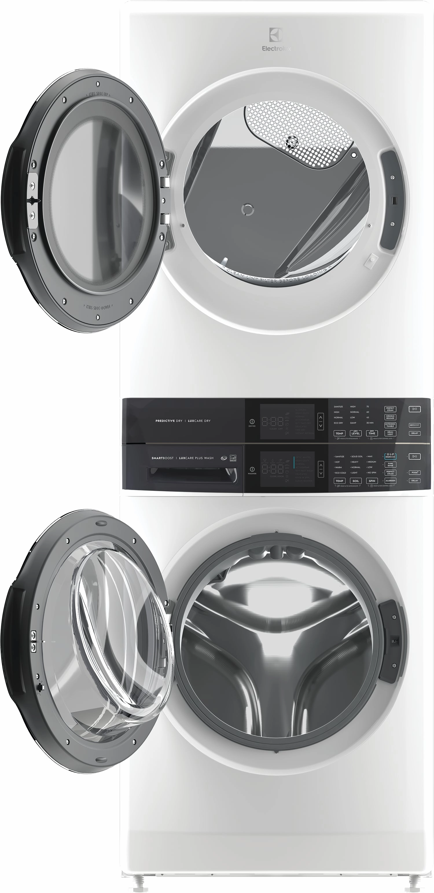 Electrolux White Laundry Tower with SmartBoost Washer (5.2 Cu.Ft) & Electric Dryer (8 Cu.Ft) - ELTE760CAW