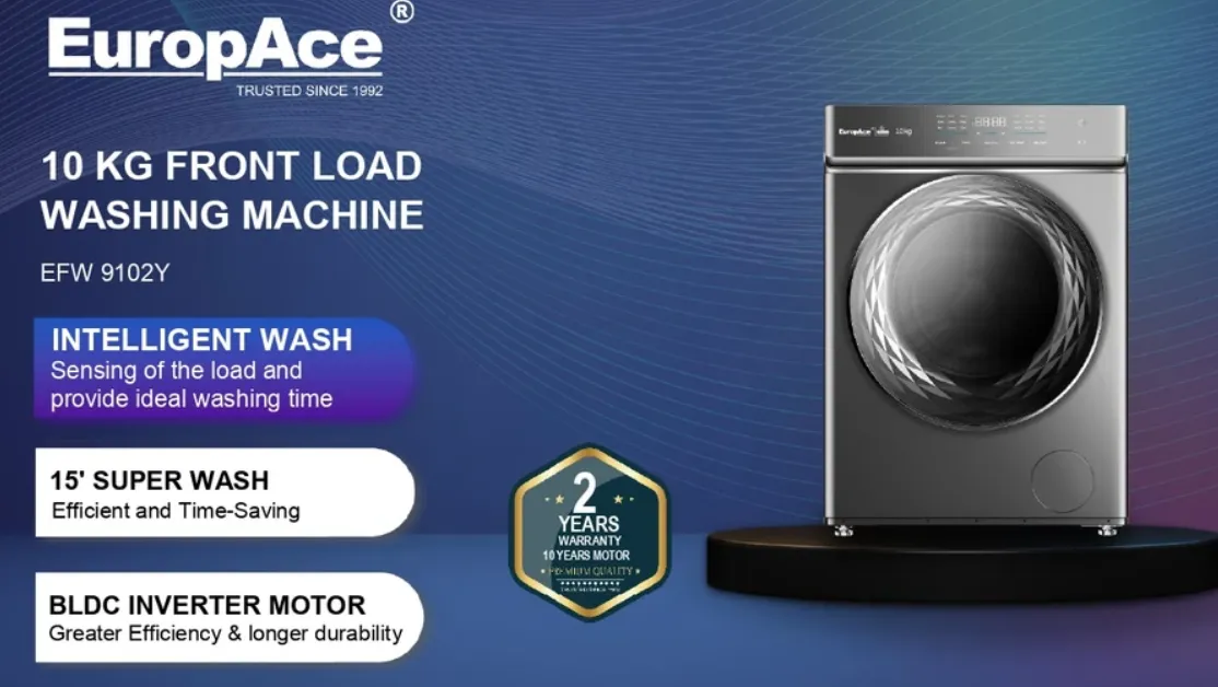 EuropAce EFW 9102Y 10 Kg Front Load Washing Machine EFW9102Y