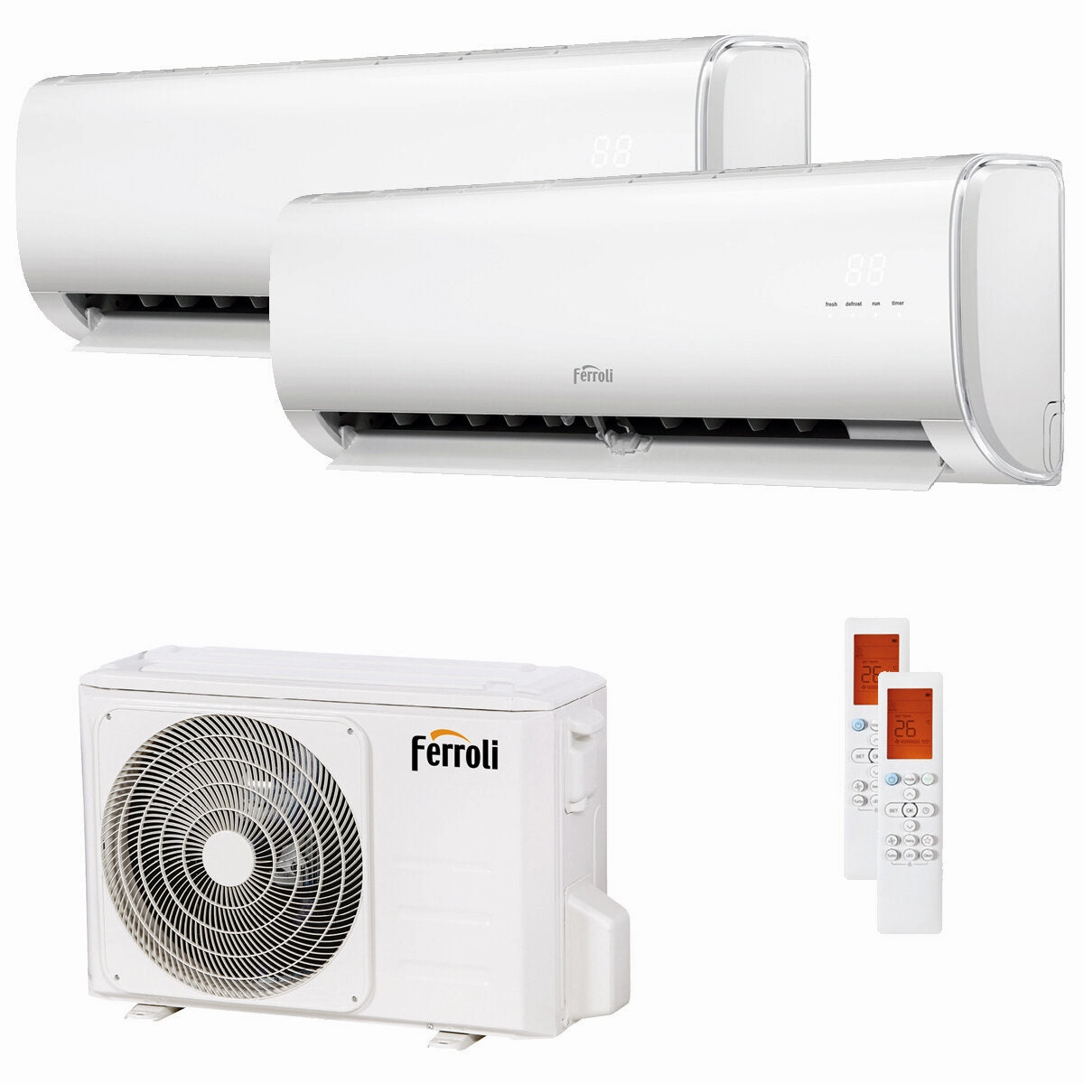 Ferroli Giada dual split air conditioner 9000 12000 BTU inverter A wifi outdoor unit 5.3 kW