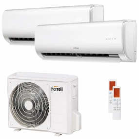 Ferroli Giada dual split air conditioner 9000 18000 BTU inverter A  wifi outdoor unit 6.2 kW