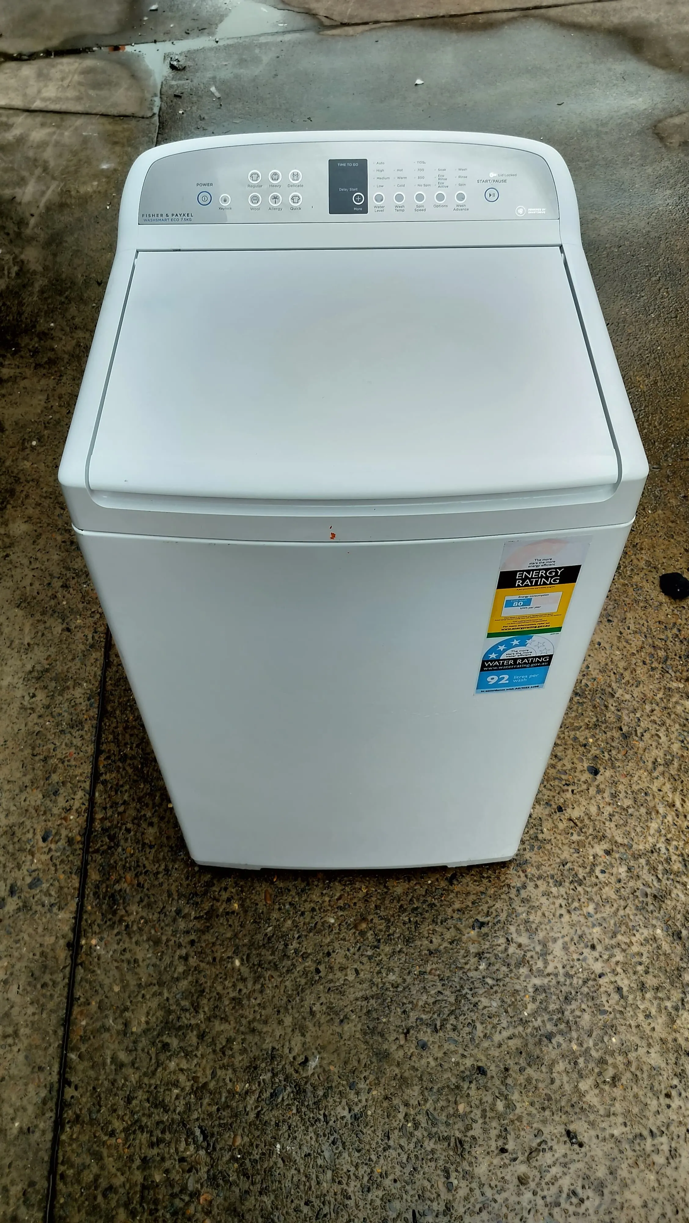 **FISHER & PAYKEL 7.5 KGS TOPLOADER WASHING MACHINE**